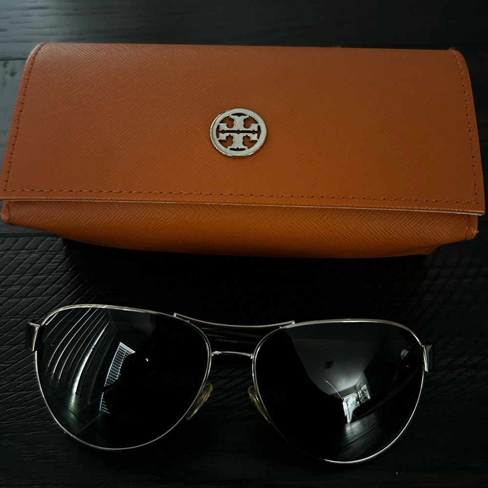 Tory Burch Black Sunglasses with Orange Case